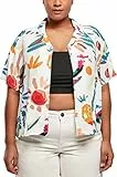 URBAN CLASSICS Camicia Donna Estiva a Manica Corta in Viscosa, Camicia Hawaiana Donna con Motivo Floreale, Chiusura a Bottoni, Taglie XS - 5XL