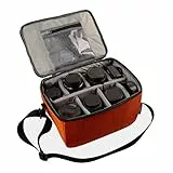 Impermeabile partizione antiurto borse fotocamera reflex imbottito custodia di protezione Inserire DSLR con maniglia superiore e tracolla regolabile per lente DSLR Shot o Flash Light (Orange, L)