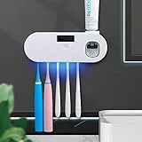 Portaspazzolino a Parete con Dispenser per Dentifricio, Portaspazzolino Elettrico per Bagno, Organizzatore di Spazzolini da Denti Intelligente e Pulito con 5 Slot per Spazzolini