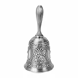 Alnicov Campanello a mano in ottone, campanello per campane da matrimonio in metallo vintage (argento)