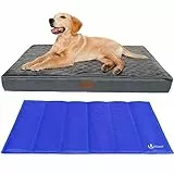 VOUNOT Cuscino per Cane Ortopedico con Tappetino di Raffreddamento in Gel, Cuccia Materassino Cani Sfoderabile Lavabile con Tappeto Rinfrescante, 91x70x9cm