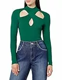 The Drop Maglione da Donna, Cecilia, con Collo Alto e Ritagli, Verde Malachite, XS
