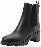 Tommy Hilfiger Stivaletti in Pelle Midheel Essential, Stivale Mid Donna, Nero, 38 EU