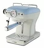 Ariete Caffè Espresso Vintage 1389, Macchina per Caffè Espresso per Polvere o Cialda ESE, 1 e 2 Tazze, Lancia Cappuccinatore, Supporto Tazze in Acciaio Inox, 15 Bar, 850W, Celeste