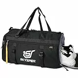 SKYSPER Borsone Palestra 30L, Borsa da Palestra Divisorio Bagnato e Asciutto Borsone da Viaggio Impermeabile con Scompartimento scarpe per Uomo Donna, 30L-Nero
