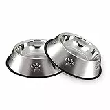 Hotype Ciotole per Cani in Acciaio Inox, Giotole per Cani con Base in Gomma Antiscivolo, Ciotola per Acqua e Cibo, Adatto a cani di media e grande taglia, 2 Pacchi, 26cm