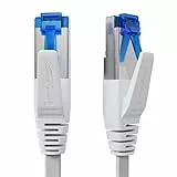 KabelDirekt – 15 m – Cavo Ethernet piatto e cavo LAN e cavo di rete (Cat7, 10 Gbit/s, spina RJ45, particolarmente flessibile, adatto alla posa, per collegamenti con fibra ultra veloce, bianco)