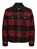 Only & Sons Onslouis Trucker Teddy Check 3526-Giacca Giacca, Tomato Sun-Dried, XL Uomo