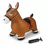 Jamara- Animale salterino Cavallo Marrone con Pompa, Colore, 460597