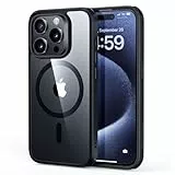 ESR Cover Magnetica per iPhone 15 PRO Max, Compatibile con MagSafe, Custodia con HaloLock, Protezione Livello Militare, Resistente all'ingiallimento, Retro Resistente ai Graffi,Nero Trasparente