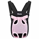 Pawaboo Zaino Contenitore per Cane, Borsa da Viaggio di Sicurezza, Borsa Anteriore Regolabile per Portare Cane, per Viaggio, Campeggio, Passeggiata, Taglia S - Rosa