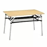 Navaris Tavolo da Campeggio Pieghevole 100x65cm - Tavolino Richiudibile Legno Bambù - Gambe Alluminio Altezza Regolabile 42-65 cm - Camping Table
