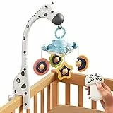 TUMAMA KIDS Zebra, giostrina 3 in 1 per lettino, con musica rilassante, giocattolo musicale mobile con telecomando, giocattolo sensoriale, regalo per neonati e bambini, bianco