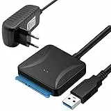 Mueuton Adattatore SATA USB 3.0, Cavo adattatore per disco rigido SATA III per HDD/SSD da 3,5/2,5 pollici con adattatore di alimentazione 12V/2A Supporta UASP