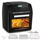 Nictemaw - Friggitrice elettrica senza olio, 12 l, 1500 W, con schermo touch digitale LCD, friggitrice ad aria con timer e temperatura regolabile, colore: nero