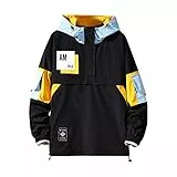 GURUNVANI Felpa casual con cappuccio a maniche lunghe con cappuccio Pullover a blocchi di colore, 8031nero, XXX-Large
