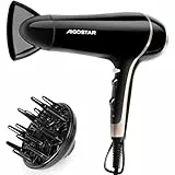 Aigostar Asciugacapelli Professionali 2400W Phon per Capelli Ioni 2 Velocità e 3 Impostazioni Pulsante di Raffreddamento Asciuga Capelli - Lora