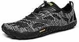 SAGUARO Scarpe Barefoot Minimaliste Uomo Donna Scarpe Scoglio Palestra Corsa Trail Running Trekking Sport Acqua con Dita Scarpe Bici da Corsa Traspiranti Leggere, Nero Ebano, 45