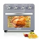 FOHERE Friggitrice ad Aria con Girarrosto 23L, 1700 W Mini Forno ad Aria Calda, Facile da Usare, Controllo Indipendente della Temperatura per il Risparmio Energetico, 6 Accessori, Grigio