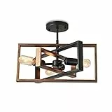 ENCOFT DIY Lampada da Soffitto Girevole in Metallo, Lampada a Sospensione E27 con 3 Luci, Lampadario Plafoniere Interno Industriale per Soggiorno Sala da Pranzo, Nero Senza Lampadina