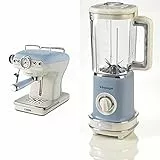 Ariete 1389 Caffè Espresso Vintage - Macchina Per Caffè Espresso Per Polvere O Cialda Ese, In Colore Celeste Pastello & 568 Frullatore Vintage - Frullatore Con 500 Watt E Tazza Graduata Da 1,5 Litri