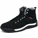 SAGUARO Uomo Stivali da Neve Invernali Scarpe Allineato Pelliccia Caloroso Caviglia Piatto Stivaletti Sportive Boots, Nero 40EU