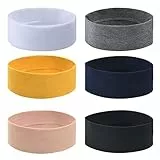 URAQT Elastico Turbante Fasciaa, 6 Pezzi Fasce Sportive, Tinta Unita Yoga Cotone Headband Sport per Adolescenti, Ragazze e Donne (Multicolore)