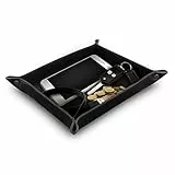 Londo Vassoio Organizer in Vera Pelle - Organizzatore - Pratico Contenitore per Portafogli, Orologi, Chiavi, Monete, Telefoni Cellulari e Attrezzature per Ufficio