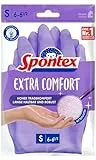 Spontex Extra Comfort, guanti per la casa con morbida fodera in tessuto, ideali per tutti i lavori di pulizia in casa, lavabili a 30 °C, taglia S (6-6,5), 1 paio