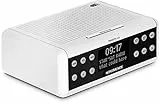 Nordmende Transita 115 - Radio sveglia digitale (radio DAB+/FM con doppia sveglia, timer per sonno, funzione snooze, display OLED con orario e informazioni visualizzate, 3 watt) bianco