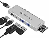 NOV8Tech Adattatore Hub da USB C a HDMI per MacBook Air 2020 M1 2019/2018 Silver e MacBook Pro 2020 M1 19/18/17 Docking Station UHSII Lettore SD/Micro SD, Thunderbolt 3 Potenza 100 W, USB C, 2XUSB3.0