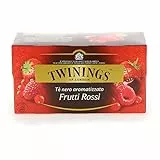 Twinings - Tè Nero ai Quattro Frutti Rossi, Aromatizzato alla Ciliegia, Ribes Rosso, Lampone e Fragola, Infusi e Tisane, Confezione da 25 Filtri