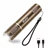 Blukar Torcia LED Ricaricabile,Super Luminoso Torcia Elettrica Torcia Tattica Militare - 4 Modalità di Illuminazione,Alta Potente,Zoomabile,Portatile,per Campeggio/Escursionismo/Emergenza(Marrone)