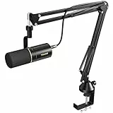 Microfono Dinamico per podcasting con supporto per braccio, TONOR streaming e giochi microphone a Condensatore, USB/XLR, 3.5mm jack, Pulsante Mute, per regisrazione, youtube, gaming, ASMR, TD510+