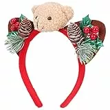 NOLITOY Fasce Natalizie Orecchie di Natale Fasce Novità Orecchie di Animali Fermagli per Cerchietto per Ragazza Bellezza con Bacca Fiore per Natale Costume B