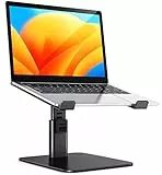 Babacom Supporto PC Portatile, Laptop Stand Ergonomico in Alluminio, Ventilato Porta PC con 8 Tipi di Angoli Regolabili, Compatibile con Computer/MacBook/Air/PRO/Microsoft Surface, 10'-16' (Nero)