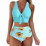 Riou Costume da Bagno Intero Donna Contenitivo Bikini Sexy Hot Vita Alta Bikini Set in Due Pezzi a Push Up Monokini Bikini Vita Alta Triangolo Spiaggia Casual Sexy 2 Pezzi Halter Push Up Beachwear