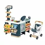 Smoby Supermercato Maxi con Carrello, registratore di Cassa, Zona di insaccatura, Lettore di Codici a Barre, Bilancia, Frigorifero e 50 Accessori. A Partire da 3 Anni (7600350242)