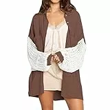 TinFrey Giacca Casual della Camicia delle Donne, Button Up Bluse Top Boyfriend Style Maglia Giacca Loose Fit Hollow out Maniche Lunghe Top con Tasca