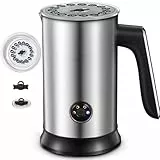 ORALION Montalatte elettrico automatico, 500 Watt, per scaldare e schiumare freddo/cioccolato con rivestimento antiaderente all'interno, facile da pulire,argento