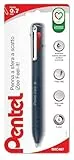 Pentel BXC467 Izee 4 Colori, penna a sfera 0,7 mm 4 colori di scrittura (nero, rosso, blu, verde), 1 pz