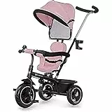 kk Kinderkraft Triciclo FREEWAY, Bicicletta, Passeggino con Maniglione, Seduta Girevole 360 Gradi, Accessori, dai 9 mesi ai 5 anni, Rosa