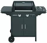 Campingaz 2 Series D Barbecue a Gas Serie 2 Classic EXS Vario a 2 fuochi, Potenza 7,5 kW, Griglia e Piastra in ghisa, 1 Tavolo Laterale, 10 Litri, Nero/Grigio