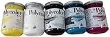 MAIMERI ACRILICO POLYCOLOR SET 5 COLORI PRIMARI IN VASETTI DA 140ml.: BIANCO, NERO, GIALLO, BLU CIANO, ROSSO PRIMARIO