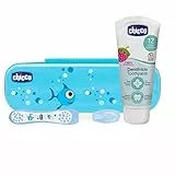 Chicco Set Dentale per Bambini, L'Astuccio Contiene Un Dentifricio 12 Mesi + e Uno Spazzolino, Oral Care, Azzurro, 6 Mesi+