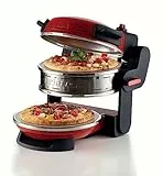 Ariete 927 Forno Pizza Doppio, Forno per Pizza con 5 Livelli di Cottura, 2 Piastre Refrattarie Antiaderenti, 2 Pale in Acciaio inox, Max 400°C, 2 Termostati, Diametro 32 cm, 2300W, Rosso