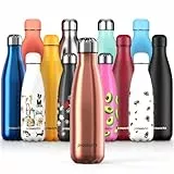 PROWORKS Bottiglia Acqua in Acciaio Inox, Senza BPA Vuoto Isolato Borraccia Termica in Metallo per Bevande Calde per 12 Ore & Fredde 24 Ore, Borraccia per Sport, Lavoro e Palestra - 500ml - Rame