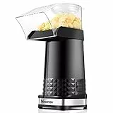 Nictemaw Macchina per popcorn Nera, Macchina Popcorn Compatta da 1200 W Senza Grassi e Senza Olio, Snack Salutare per la casa
