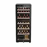 Haier HWS77GDAU1 Cantinetta Vino Refrigerata, 77 Bottiglie, Luci a LED e Vetro Anti UV, Ripiani in Legno, 49,7x58,5x127 cm, Classe G, Nero