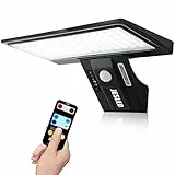 JESLED Faretto LED da Esterno Solare, 90LED Luce Solare LED Esterno con Telecomando, 3 Modalità, 3 Colori, IP65 Impermeabile Faretto Solare per Giardino, Patio, Garage